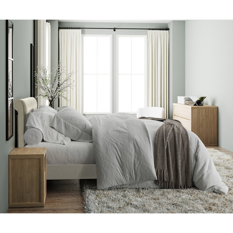 Lit plateforme tapissier Eldredge, Lin, Grand