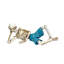 Figurine de squelette allongé en résine blanc cassé, style gothique côtier, vêtue d'un maillot de bain turquoise, 23 cm de large