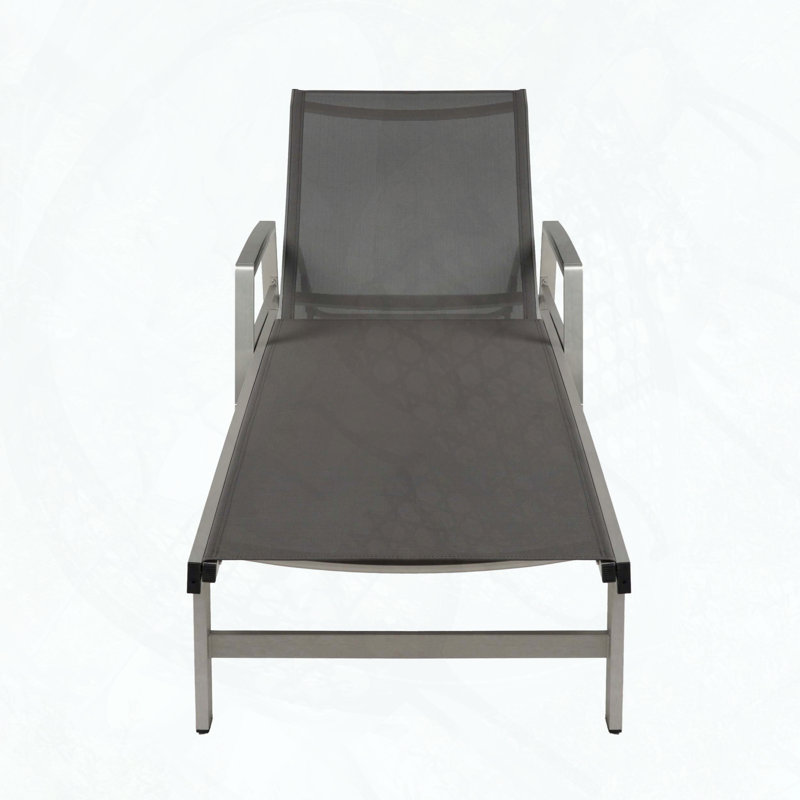 Ensemble de chaises longues Oxton avec structure en aluminium et sièges en filet, Gris