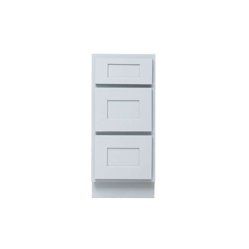 Base de meuble-lavabo simple à 3 tiroirs l 24 po prête à assembler seulement, Gris Shaker