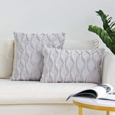 Set of 2 coordinated decorative throw pillows, 1 of size 18"x18" and 1 of size 12"x20"