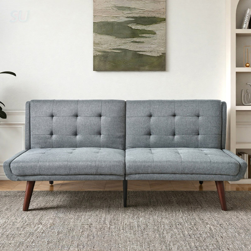 Canapé-lit futon convertible, canapé-lit de 63 pouces avec dossier réglable à 5 positions pour les petits espaces et les chambres d'amis