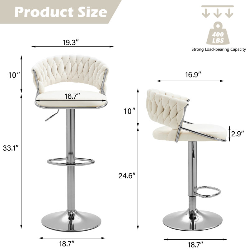 Tabouret de bar Christal, Ivoire ivoire, Argent argent