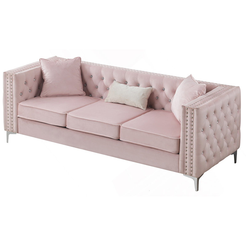 Glory Furniture Paige Sofa, Upholstered Sofa, Rose