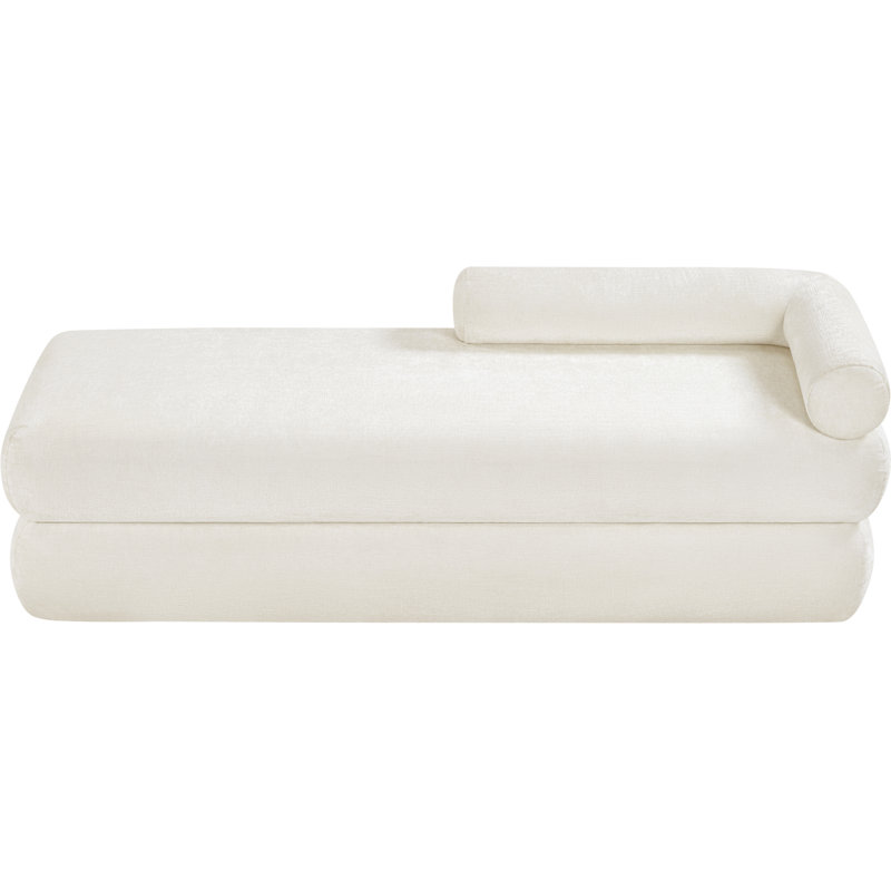 Banc rembourré en chenille Kennedy, Tissu chenille crème
