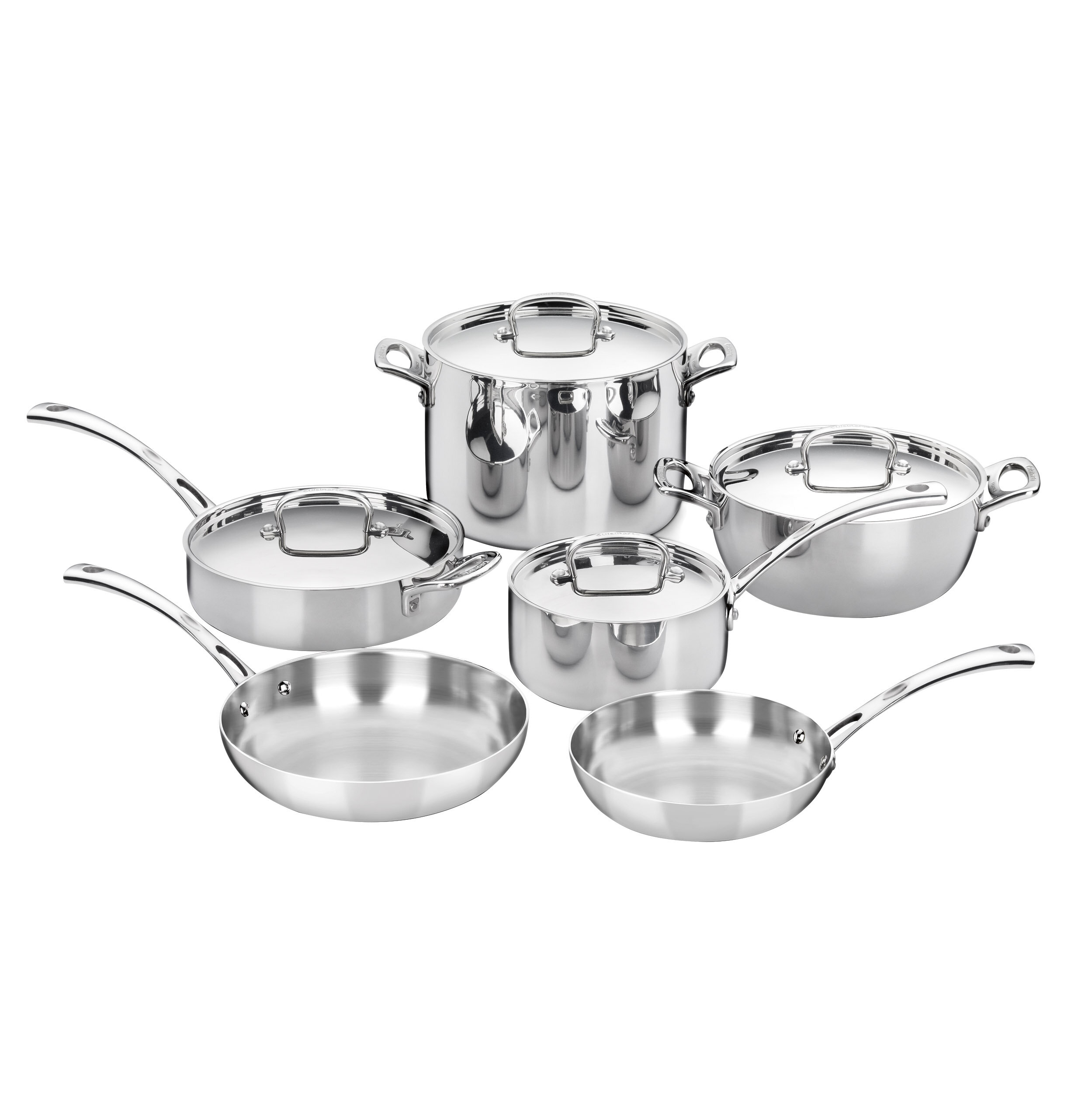 Cuisinart French Classic Tri-Ply 10-Piece Stainless Steel Cookware Set with  Knife Set and Kitchen Tongs 
