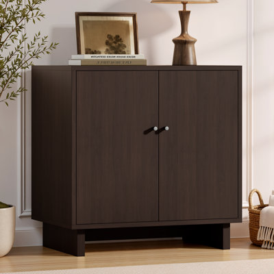 Almaguer 31.3" Wide 2-Door Accent Cabinet with Adjustable Shelf and Wood-Grain Finish, Brown Walnut