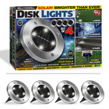 Bell + Howell Solar Powered Integrated LED Metal Disk Light Pack (Set of 4)
