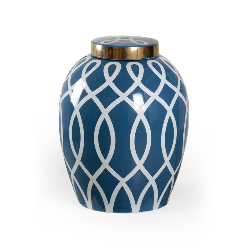 Sarah Ceramic Jar, Blue/Gold