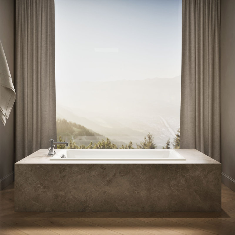 Tea-for-Two for Two 60" x 32" Drop-In Soaking Bathtub, Biscuit