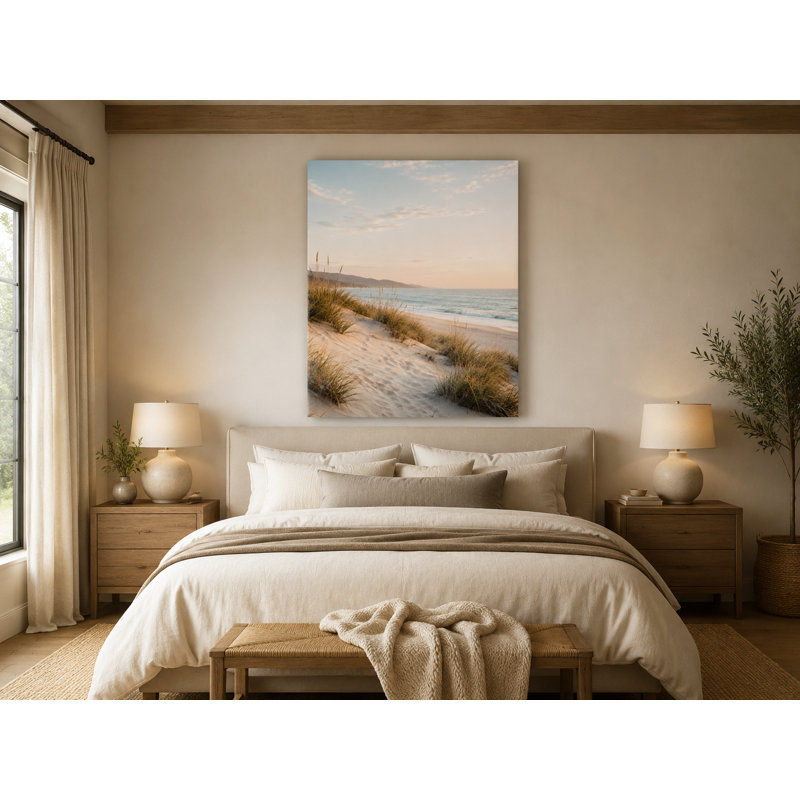 «Dune Grass Shore», art sur toile tendue, paysage côtier, 36"W x 48"H x 1.5"D
