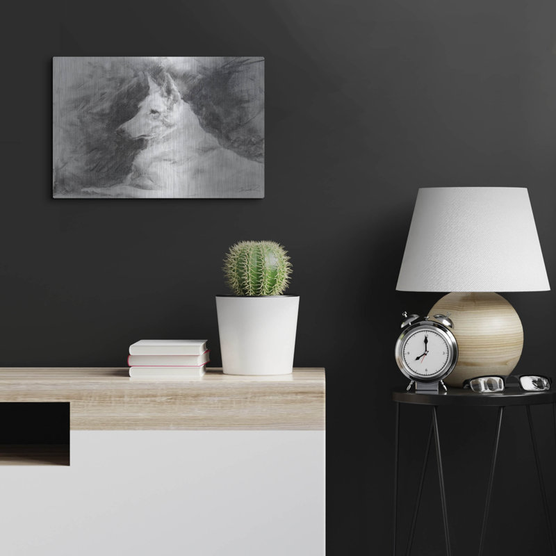 «White Shepherd In Gray» par Robert Campbell, H 16 po x l 24 po