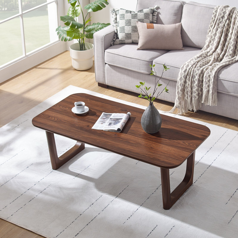 Table basse moderne de 51,4 po de largeur avec pieds uniques en forme de U, Brown