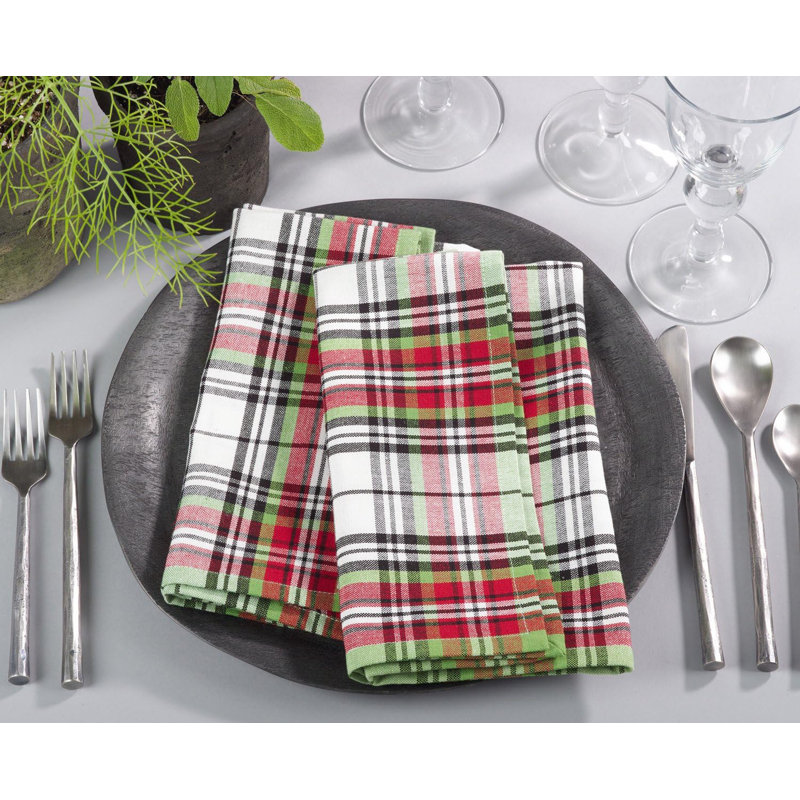 Serviettes de Noël multicolores en tissu de Noël en tissu écossais de Noël l 20 po x L 20 po, ensemble de 4