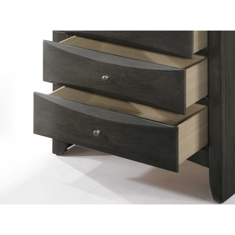 Bandzul 5-Drawer Rectangular Chest with Pull Knob, Gray Oak
