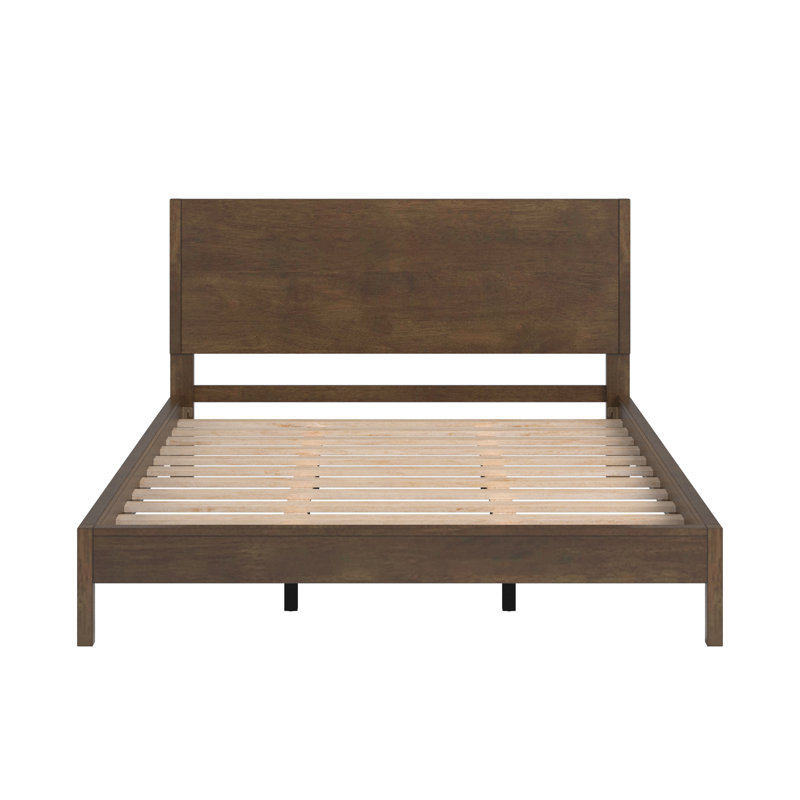 Ismail Danish-Inspired Modern Platform Bed, Queen, Walnut