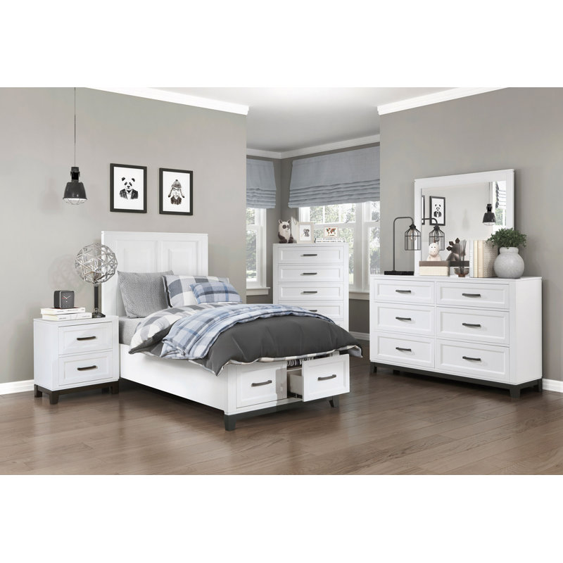 Lit plateforme avec meubles de chambre à coucher en bois avec tiroirs de rangement 1pc, Lit simple
