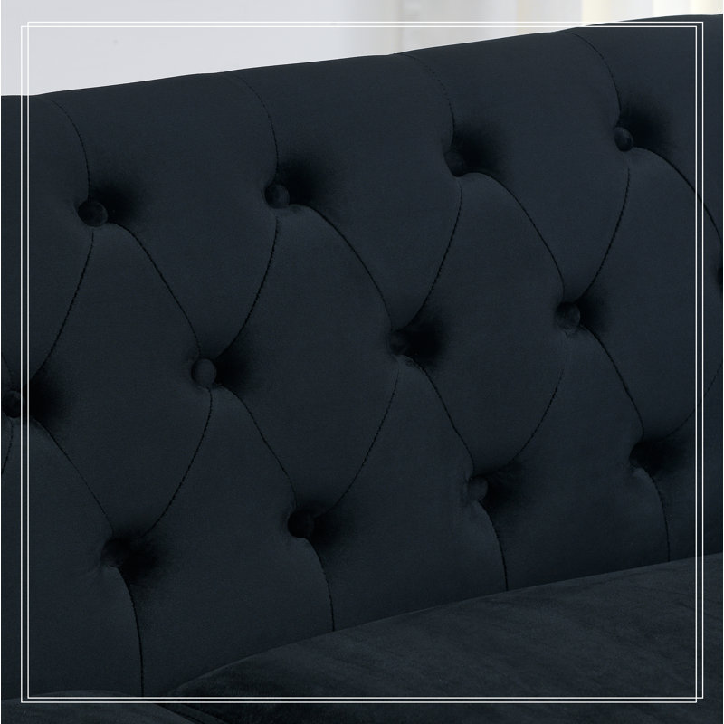 3-seater + 2-seater Combination sofa.Velvet, Black