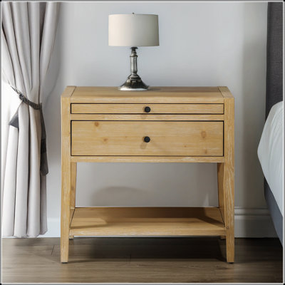 Sunveil 1-Drawer Nightstand With Pull-Out Tray And Open Shelf, Modern And Functional Bedroom Furniture