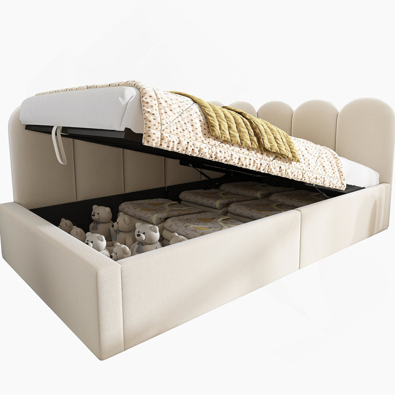 Lit de jour rembourré avec rangement et structure à lattes en métal, un canapé-lit multifonctionnel idéal pour les petits espaces et le repos confortable