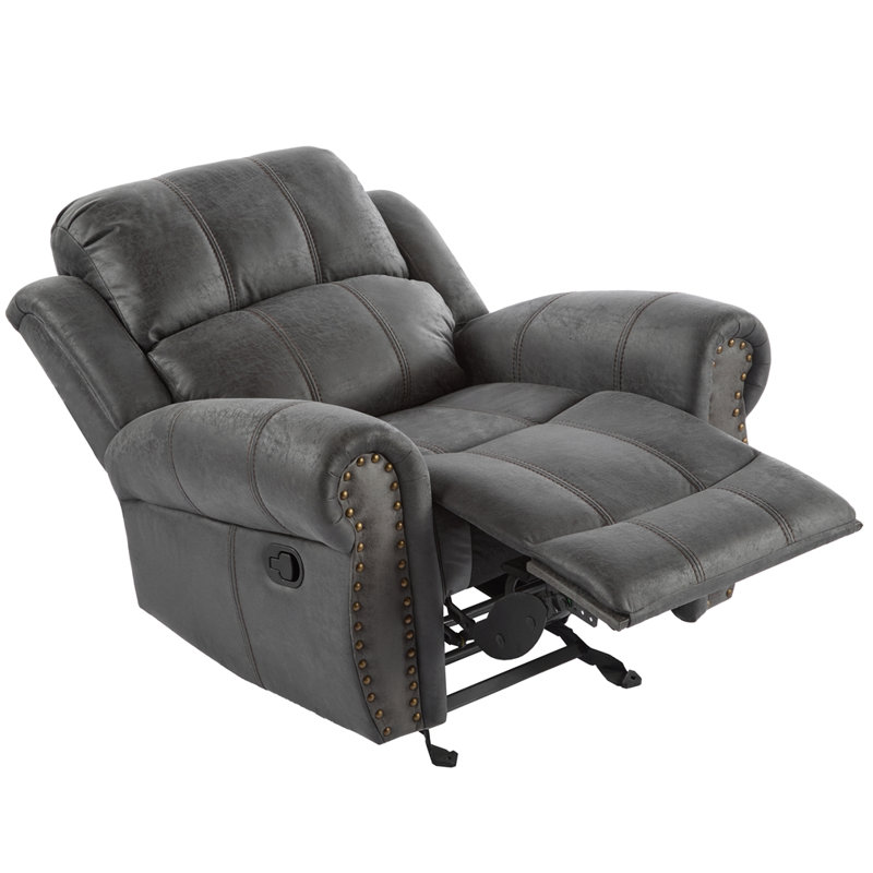 Fauteuil inclinable manuel en daim de 40,75 po de largeur, Microsuède ardoise