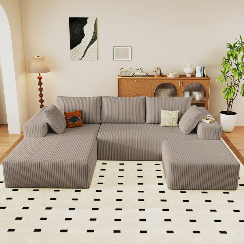 Canapé modulaire Cloud avec 1 repose-pieds, canapé modulaire moderne avec siège profond, canapé-lit en U confortable pour les appartements de salon et de chambre à coucher, aucun assemblage requis
