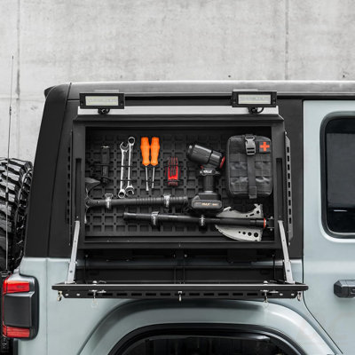 Tacmolle Rear Side Window Storage Box,  Modular Storage MOLLE Panel For Tools MOLLE Accessories, Rear Window Storage Panel Kit Storage Box With Lock Fits For Jeep Wrangler JL 2018-2026(4 Doors)