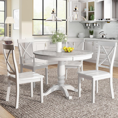Orisfur. 5 Pieces Dining Table And Chairs Set For 4 Persons, Kitchen Room Solid Wood Table With 4 Chairs
