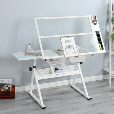 38.5"x 23.6" Tempered Glass Drafting Table