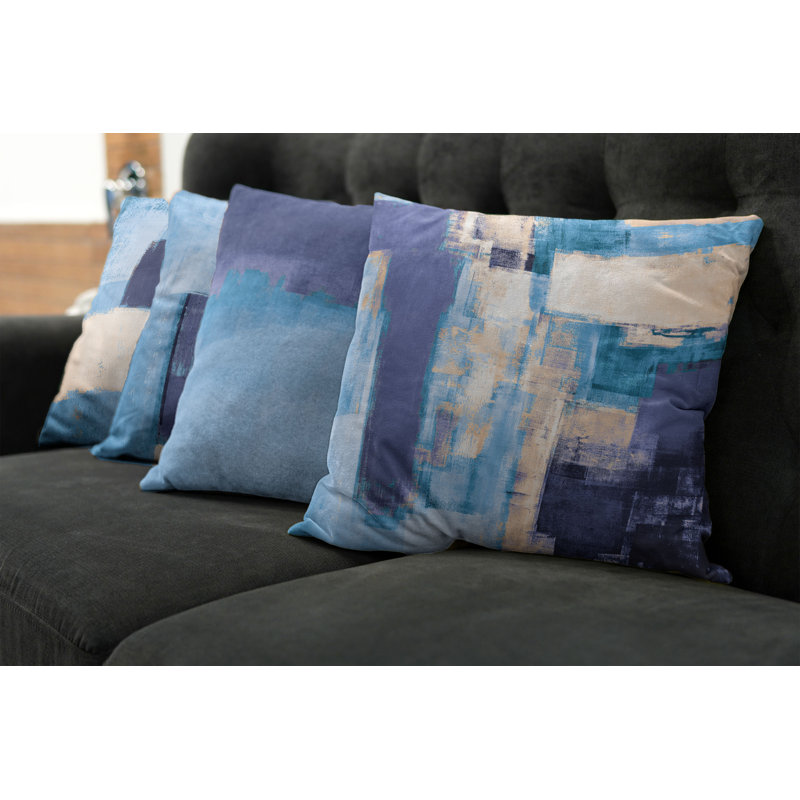 Reversible Pillow Cover, 24" H x 24" W, Dark Indigo Blue / Ecru