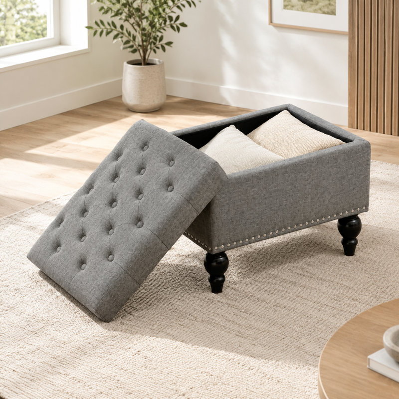 Tabouret de repose-pieds de salon et repose-pieds capitonné classique avec repose-pieds antidérapants