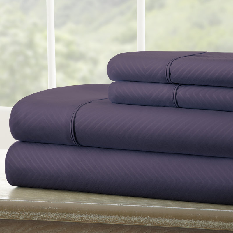 Simply Soft™ Chevron Embossed Bed Sheet Set, Full, Purple