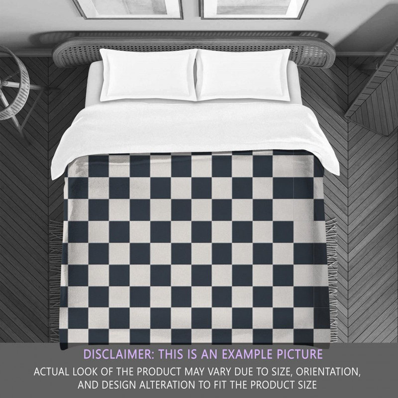 Polyester Comforter, Twin Comforter, Gray/Navy Checkered