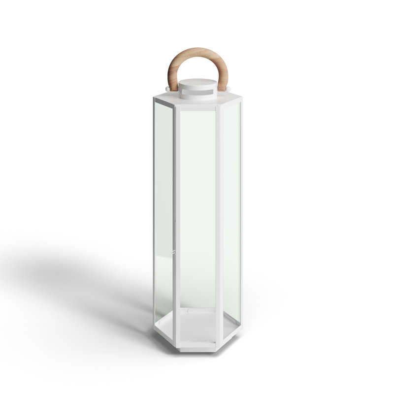 Floor Lantern, 29" H x 8" W x 9" D, Stainless Steel/Silver