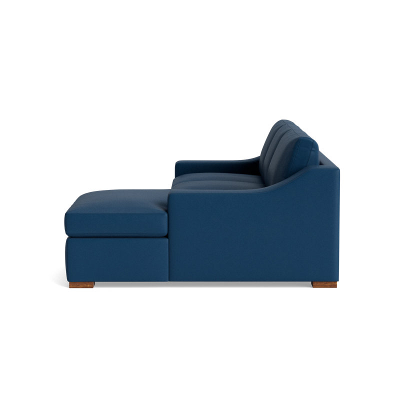 Lucca Leather Chaise Sectional, Bison Deep Blue Top Grain Leather, Right Hand Facing