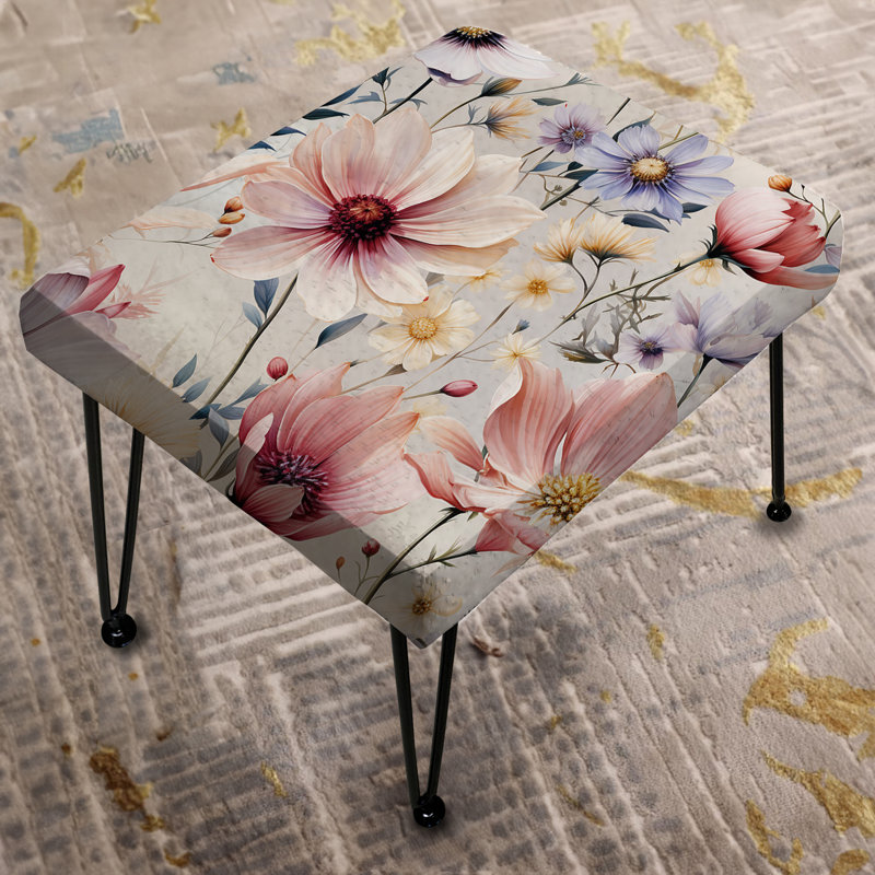 Repose-pieds rose et beige Wildflower Paradise