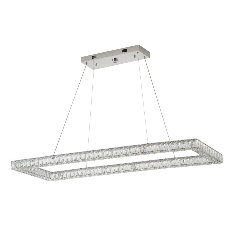 Lustre rectangulaire moderne en cristal 4 lumières Loomis