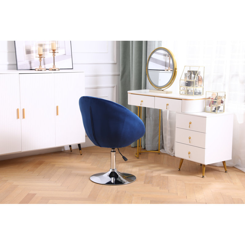 Chaise de travail en velours Stephanieb, Bleu