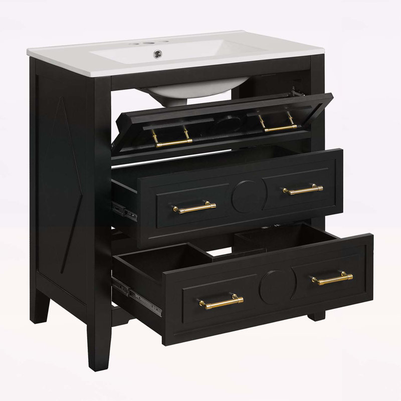 30'' Bathroom Vanity with Sink Combo, Black