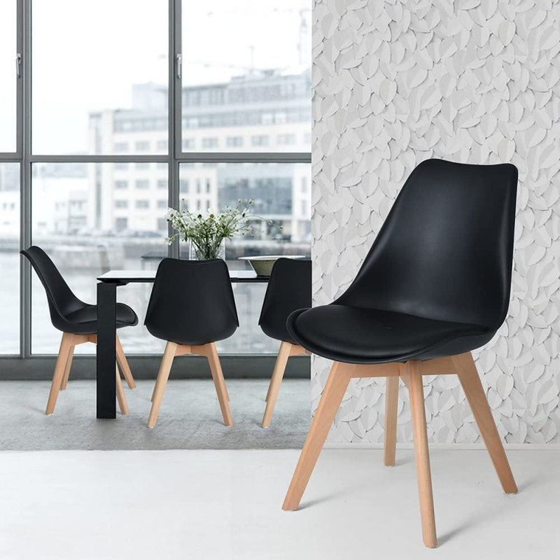 Thomasin Upholstered Dining Chair, Black, 4