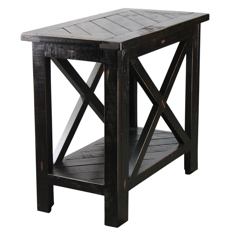Table de bout en bois massif avec rangement Andrian, Coquillage rustique