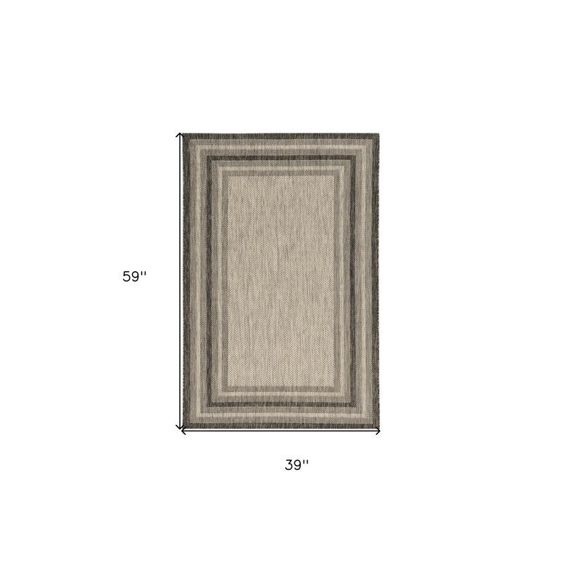 3' X 5' Grey Polypropylene Area Rug