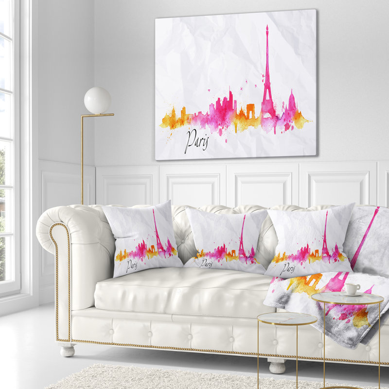  Peinture Silhouette Paris, L 59 po x L 71 po, Rose / Jaune