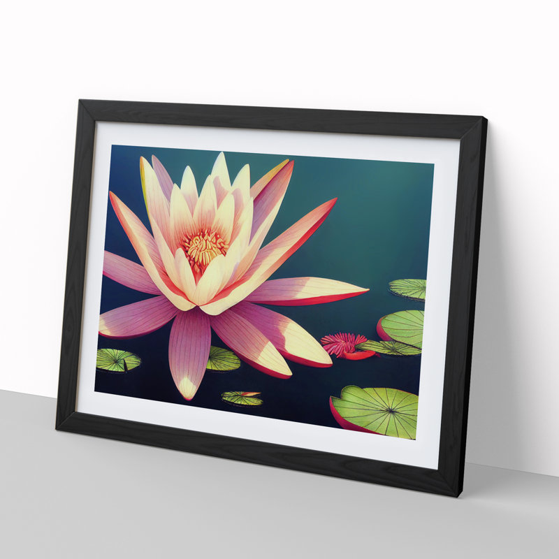 Spirited Water Lily Flower - Framed Print, Black Framed, 34cm H x 46cm W x 2cm D