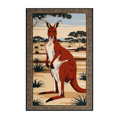 Washable Kangaroo Wildlife Area Rug