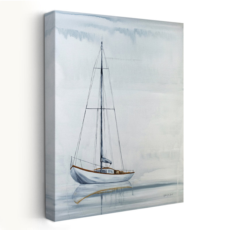 Plage et voile nautique à l'horizon, H 48 po x l 32 po