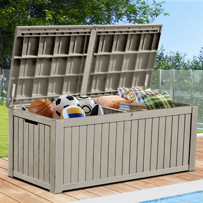 YITA 150 Gallon Large Outdoor Storage Deck Box with Built-in Divider