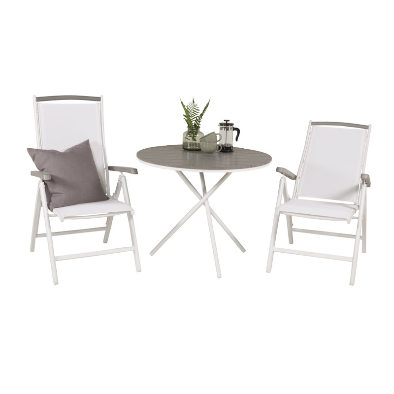 Akia 2 - Person Patio Dining Set with Round Table, White