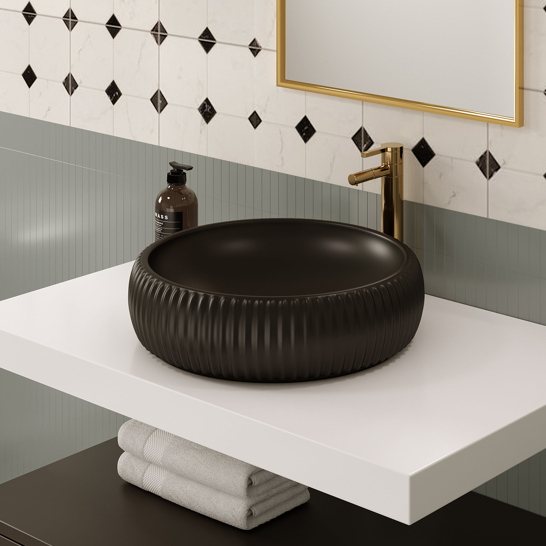 ELLAI Bathroom Vessel Sink 16.2" Round Glossy White Art Basin with White Pop Up Drain Bathroom ...