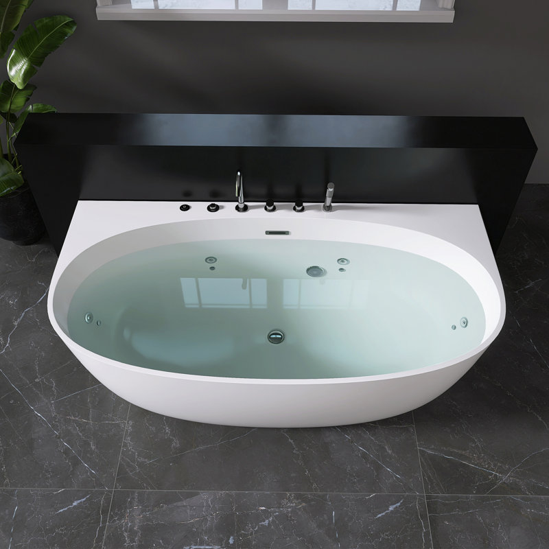 Baignoire de trempage autoportante en acrylique 67 po. X 35 po. Avec fonction de massage à jet et robinet